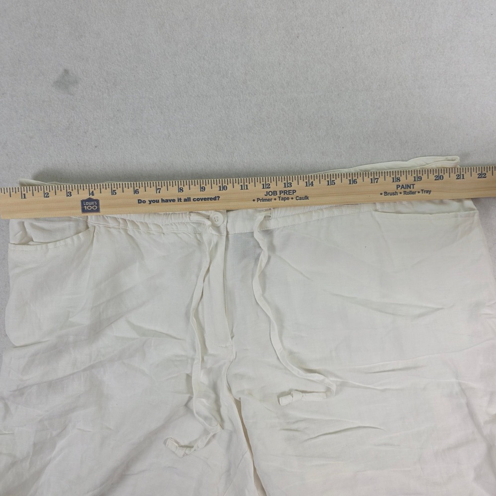 Lane Bryant Women 18 Crop Pants Ivory Excellent Linen Blend Drawstring Casual - Picture 6 of 10
